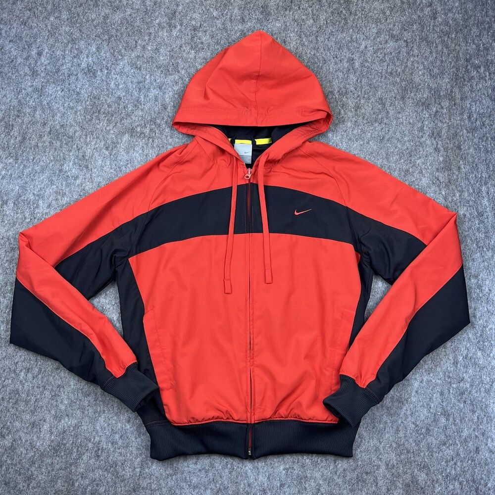 Vtg Y2K Nike Boy's Jacket Zip Up Red Black Windbreaker Silver Tag Size S (6)